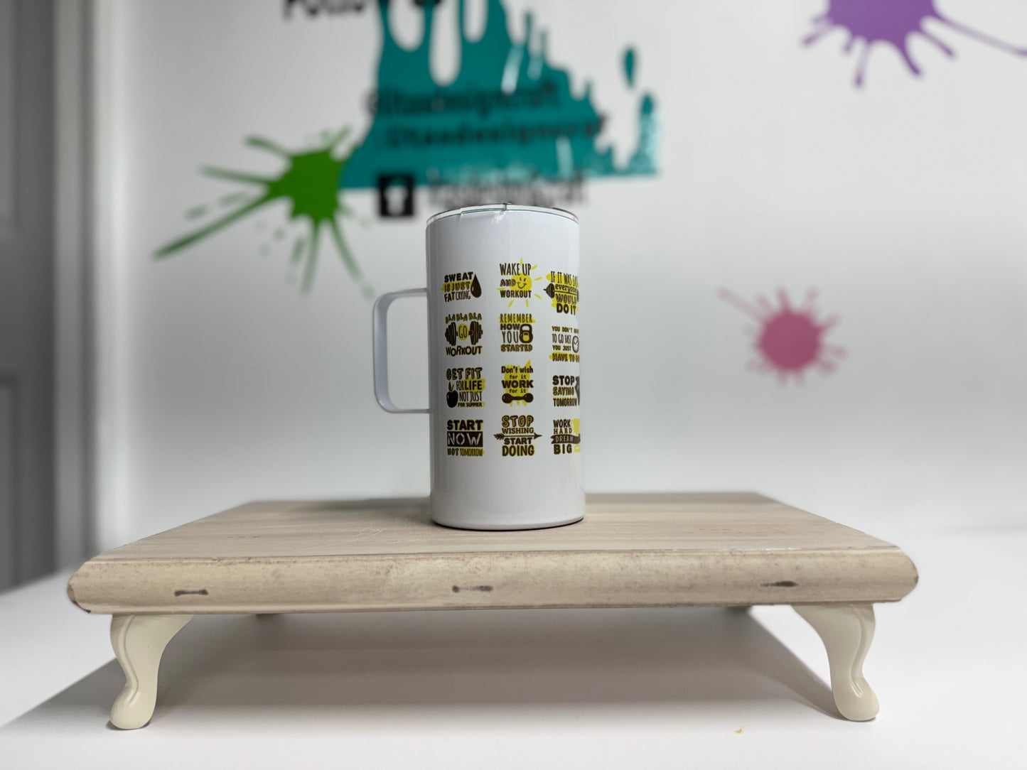 Large Coffee Mug with Lid - Gym quotes